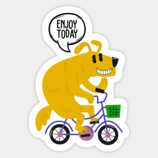 Dog riding a bicycle Sticker